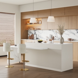 "81''-106"" Extendable Kitchen Island with Doors & Drawers White Sintered Stone Top" - thumbnail 8