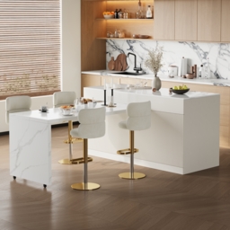 "81''-106"" Extendable Kitchen Island with Doors & Drawers White Sintered Stone Top" - thumbnail 4
