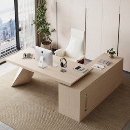 Modern 180 cm L-Shaped Whitewash Executive Desk with Storage, Left Hand - thumbnail 3
