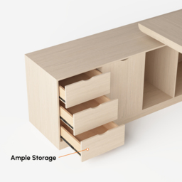 Modern 180 cm L-Shaped Whitewash Executive Desk with Storage, Left Hand - thumbnail 9