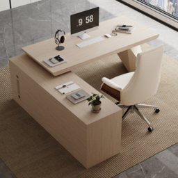 Modern 180 cm L-Shaped Whitewash Executive Desk with Storage, Left Hand - thumbnail 5