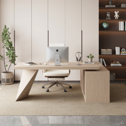 Modern 180 cm L-Shaped Whitewash Executive Desk with Storage, Left Hand - thumbnail 2