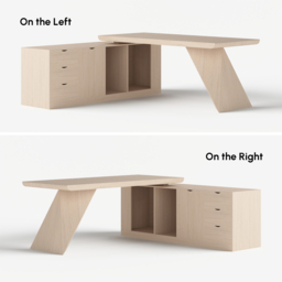 Modern 180 cm L-Shaped Whitewash Executive Desk with Storage, Left Hand - thumbnail 6