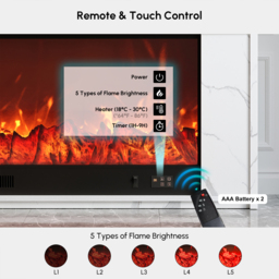 200 cm Modern White Marble Veneer Sintered Stone Electric Fireplace TV Stand with Remote Control Temperature Adjustable - thumbnail 7
