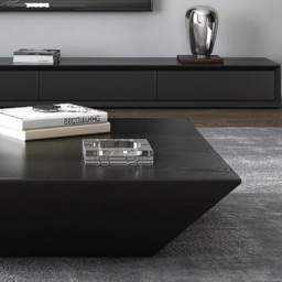 Modern Black Wood Coffee Table with Storage Square Drum with Drawer - thumbnail 4