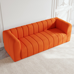 2230mm Modern Velvet Upholstered Sofa 3-Seater Sofa Luxury Sofa Solid Wood Frame - thumbnail 3