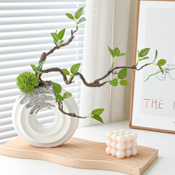 390mm Artificial Tree With White Ceramic Base Vase Faux Plastic Plant Decor Art Indoor - thumbnail 3