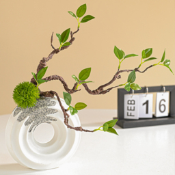 390mm Artificial Tree With White Ceramic Base Vase Faux Plastic Plant Decor Art Indoor - thumbnail 4