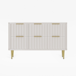 120 cm W Modern 6-Drawer White Bedroom Dresser for Storage in Gold - thumbnail 6