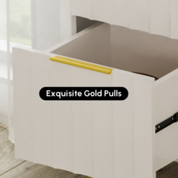 120 cm W Modern 6-Drawer White Bedroom Dresser for Storage in Gold - thumbnail 8
