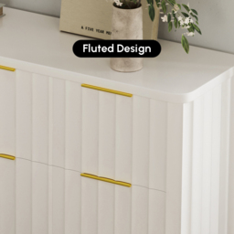 120 cm W Modern 6-Drawer White Bedroom Dresser for Storage in Gold - thumbnail 7