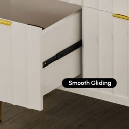 120 cm W Modern 6-Drawer White Bedroom Dresser for Storage in Gold - thumbnail 9