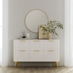 47""W Modern 6-Drawer White Bedroom Dresser for Storage in Gold" by Homary  | uFurnish.com