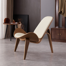 Leather Walnut Tripod Accent Chair - thumbnail 2