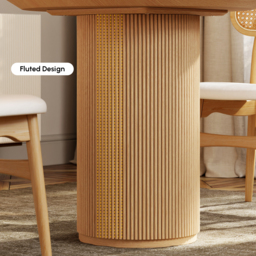 Round Small Dining Table Natural Wood Tabletop for 2 Person Japandi - thumbnail 9