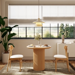 Round Small Dining Table Natural Wood Tabletop for 2 Person Japandi - thumbnail 3