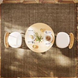 Round Small Dining Table Natural Wood Tabletop for 2 Person Japandi - thumbnail 4