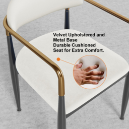 White PU Leather Dining Chairs & Round Small Dining Table Set Black Wood Tabletop - thumbnail 8