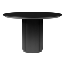 White PU Leather Dining Chairs & Round Small Dining Table Set Black Wood Tabletop - thumbnail 4