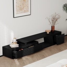 Fero Black Extendable TV Stand with 3 Drawers (1800 mm - 2800 mm) - thumbnail 4