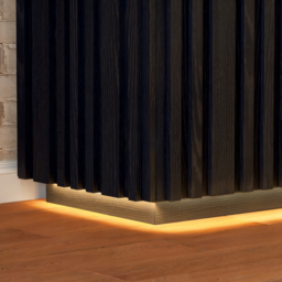 Aura 152 cm Faux Travertine Top Buffet Sideboard with Ash Wood Slatted Panels & Light - thumbnail 7
