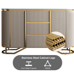 Modern Buffet Faux Marble Top Modern Sideboard with Stainless Steel Base - thumbnail 8