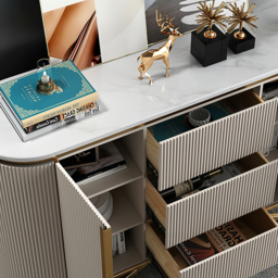 Modern Buffet Faux Marble Top Modern Sideboard with Stainless Steel Base - thumbnail 4