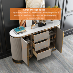 Modern Buffet Faux Marble Top Modern Sideboard with Stainless Steel Base - thumbnail 7