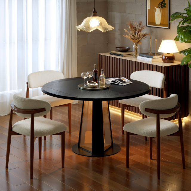 90 - 120 cm Solid Wood Extendable Dining Table with Light - image 1