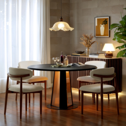 920 mm-1200 mm Solid Wood Extendable Dining Table with Light - thumbnail 2