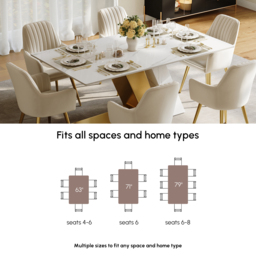 "Dining Set 63"" Modern Rectangle Sintered Stone Dining Table with 4 Chairs" - thumbnail 7
