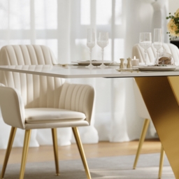 "Dining Set 63"" Modern Rectangle Sintered Stone Dining Table with 4 Chairs" - thumbnail 9