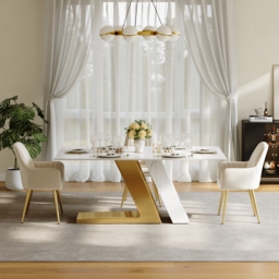 "Dining Set 63"" Modern Rectangle Sintered Stone Dining Table with 4 Chairs" - thumbnail 4