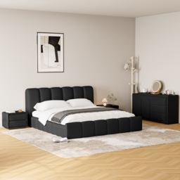 Modern Nightstand  off-white with 2-drawers and  LED and USB charging function Set of 2 - thumbnail 5