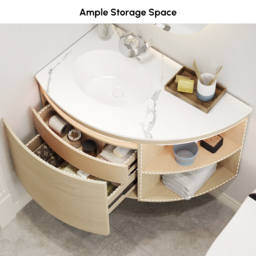 90 cm Corner Bathroom Vanity with Storage & LED Sensor Light - thumbnail 7