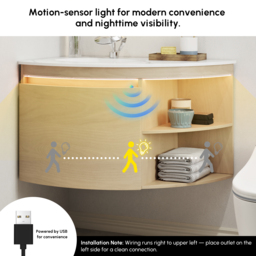 90 cm Corner Bathroom Vanity with Storage & LED Sensor Light - thumbnail 6