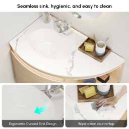 90 cm Corner Bathroom Vanity with Storage & LED Sensor Light - thumbnail 5