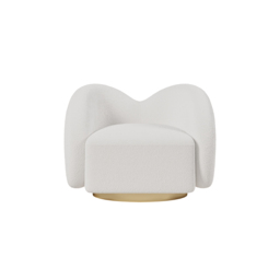 Modern White Swivel Accent Chair Cloud Boucle Lounge Chair - thumbnail 6