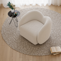 Modern White Swivel Accent Chair Cloud Boucle Lounge Chair - thumbnail 2