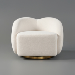 Modern White Swivel Accent Chair Cloud Boucle Lounge Chair - thumbnail 8