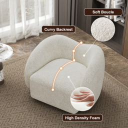 Modern White Swivel Accent Chair Cloud Boucle Lounge Chair - thumbnail 7