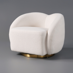 Modern White Swivel Accent Chair Cloud Boucle Lounge Chair - thumbnail 9