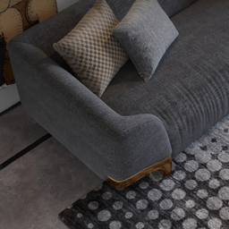 2200mm Grey 3-Seat Cotton & Linen Upholstered Sofa with Pillows Gold Legs - thumbnail 8