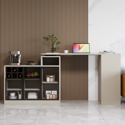 1450mm-2100mm Sofa Bar Table Khaki Storage Cabinet Rotatable Behind Couch Pub Table - thumbnail 4