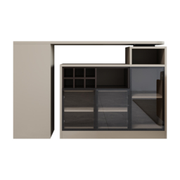 1450mm-2100mm Sofa Bar Table Khaki Storage Cabinet Rotatable Behind Couch Pub Table - thumbnail 8