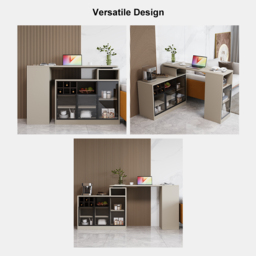 1450mm-2100mm Sofa Bar Table Khaki Storage Cabinet Rotatable Behind Couch Pub Table - thumbnail 9
