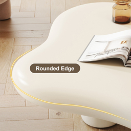 "39"" Modern Matte Wood Abstract Coffee Table in Off White with 4 legs" - thumbnail 8
