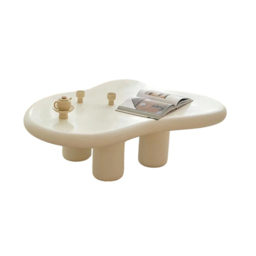 "39"" Modern Matte Wood Abstract Coffee Table in Off White with 4 legs" - thumbnail 7