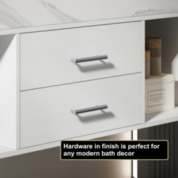 1000mm Floating White Bathroom Vanity with Sintered Stone Vessel Sink - thumbnail 5
