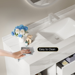 1000mm Floating White Bathroom Vanity with Sintered Stone Vessel Sink - thumbnail 8